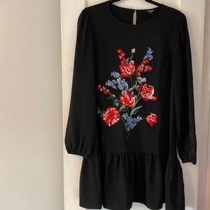 Express floral long sleeve shift dress